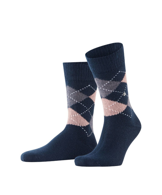 Preston Heren Sokken | Navy/Powder Pink diamond check