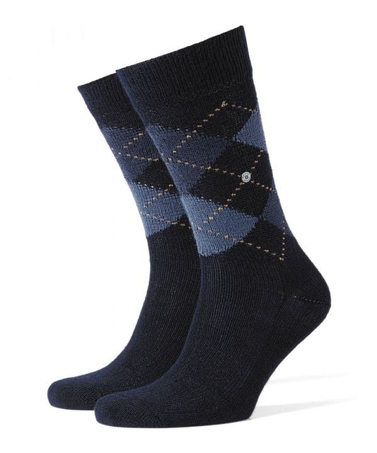 Preston Heren Sokken | Navy/Denim diamond check