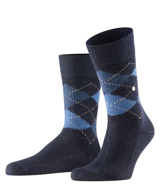 Preston Heren Sokken | Navy/Denim diamond check