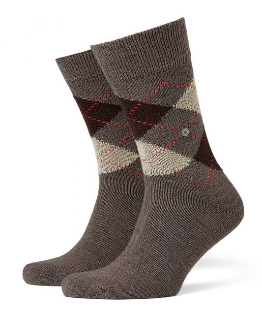 Preston Heren Sokken | Taupe/Brown diamond check