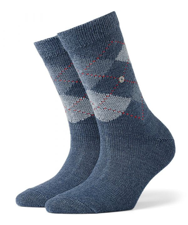 Whitby Sok | Denim/Grey diamond check
