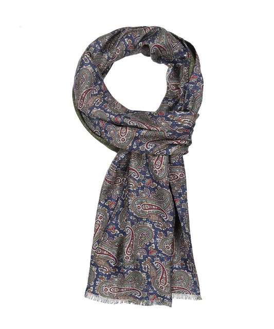 Sjaal Zijde dubbel | Indigo Blauw Print