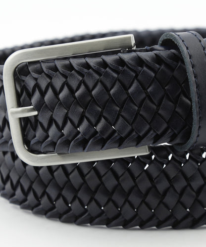 Eleganter geflochtener Ledergürtel | Marineblau