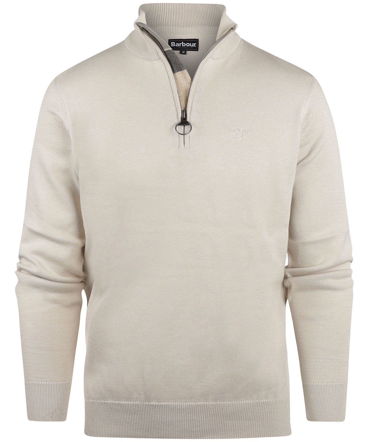 Barbour Baumwollpullover mit halbem Reißverschluss | Beige