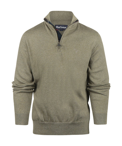 Barbour Baumwollpullover mit halbem Reißverschluss | Grün
