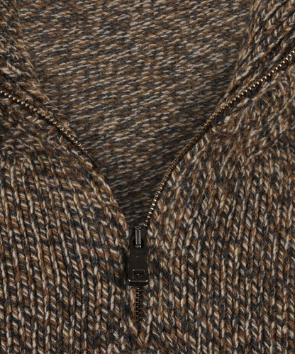 Fisherman Zip-up Sweater | Brown