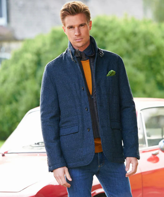 Jack Austria | Blauw melange herringbone