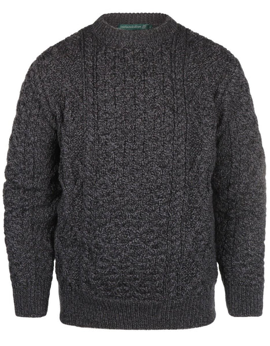 Aran Ronde Hals pullover | Antraciet Grijs