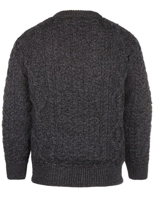 Aran Ronde Hals pullover | Antraciet Grijs
