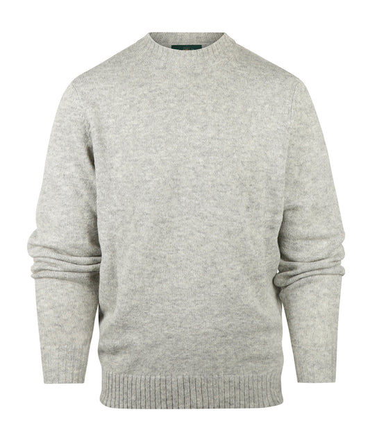 Ronde Hals Shetland Wol | Silver Grey