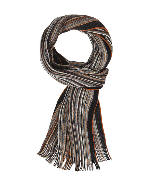 Sjaal gebreid 26X180 cm | Zwart Oranje Multi