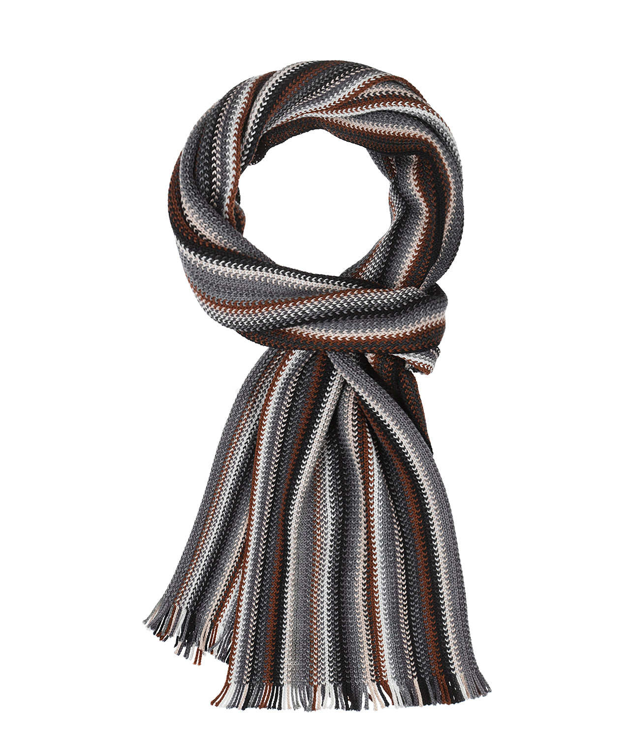 Scarf wool knitted 180x26 | Gray