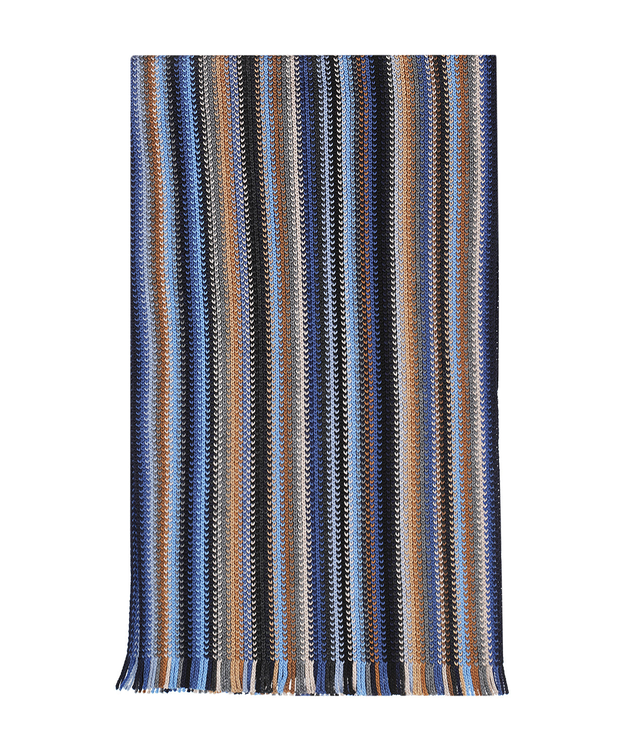 Scarf wool knitted 180x26 | Blue