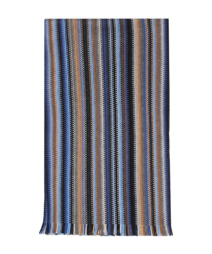 Scarf wool knitted 180x26 | Blue