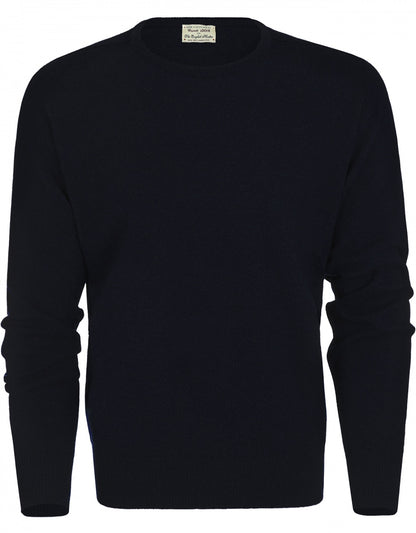 William Lockie Rundhalspullover aus Lammwolle | Marineblau