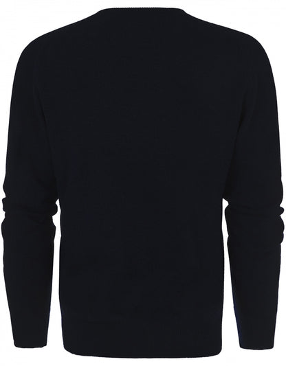 William Lockie Rundhalspullover aus Lammwolle | Marineblau