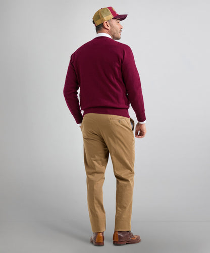 William Lockie Rundhalspullover aus Lammwolle | Bordeaux