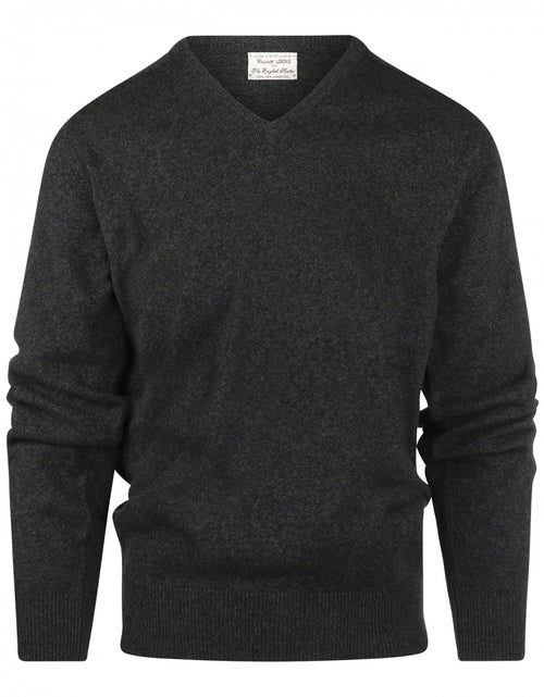 William Lockie Pullover Lamswol V-hals | Navy/Seaweed