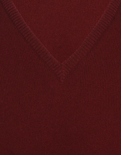 William Lockie V-neck Lambswool Pullover | Bordeaux