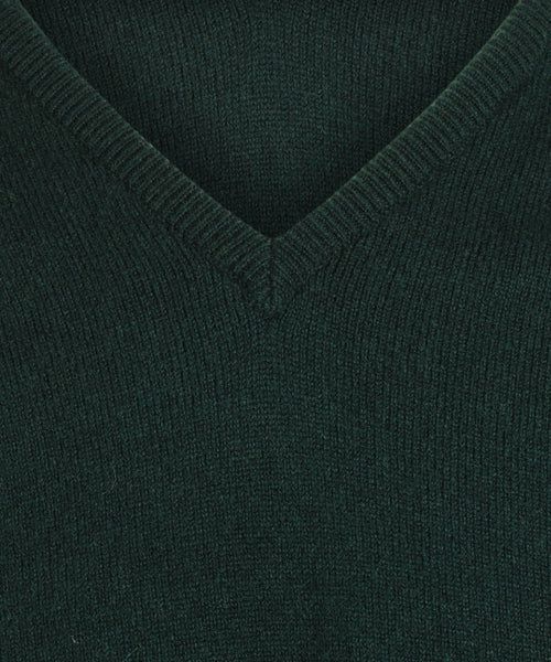 William Lockie Pullover Lamswol V-hals | Tartan Green