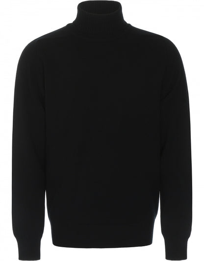 William Lockie Rollkragenpullover aus Lammwolle | Schwarz