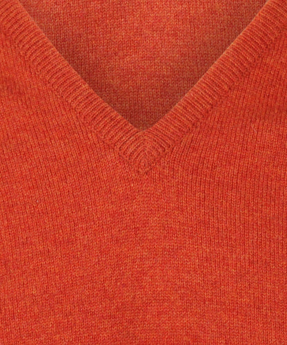 Pullover Lambswool dutch fit v-neck | Brown