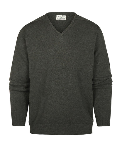 Lamswollen V-Hals Pullover Dutch Fit | Seaweed