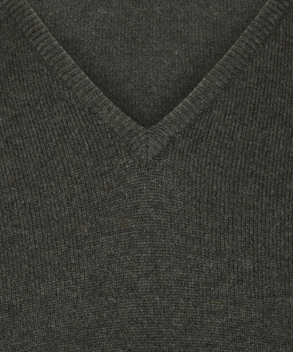 Lamswollen V-Hals Pullover Dutch Fit | Seaweed