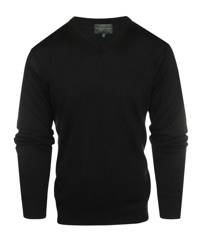 Merinowollpullover mit V-Ausschnitt | Schwarz