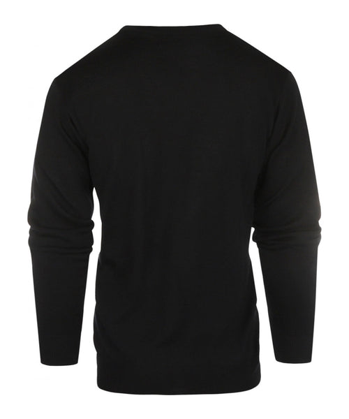 Pullover merino wol v-hals | Zwart