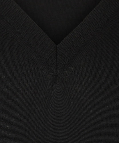 Merinowollpullover mit V-Ausschnitt | Schwarz