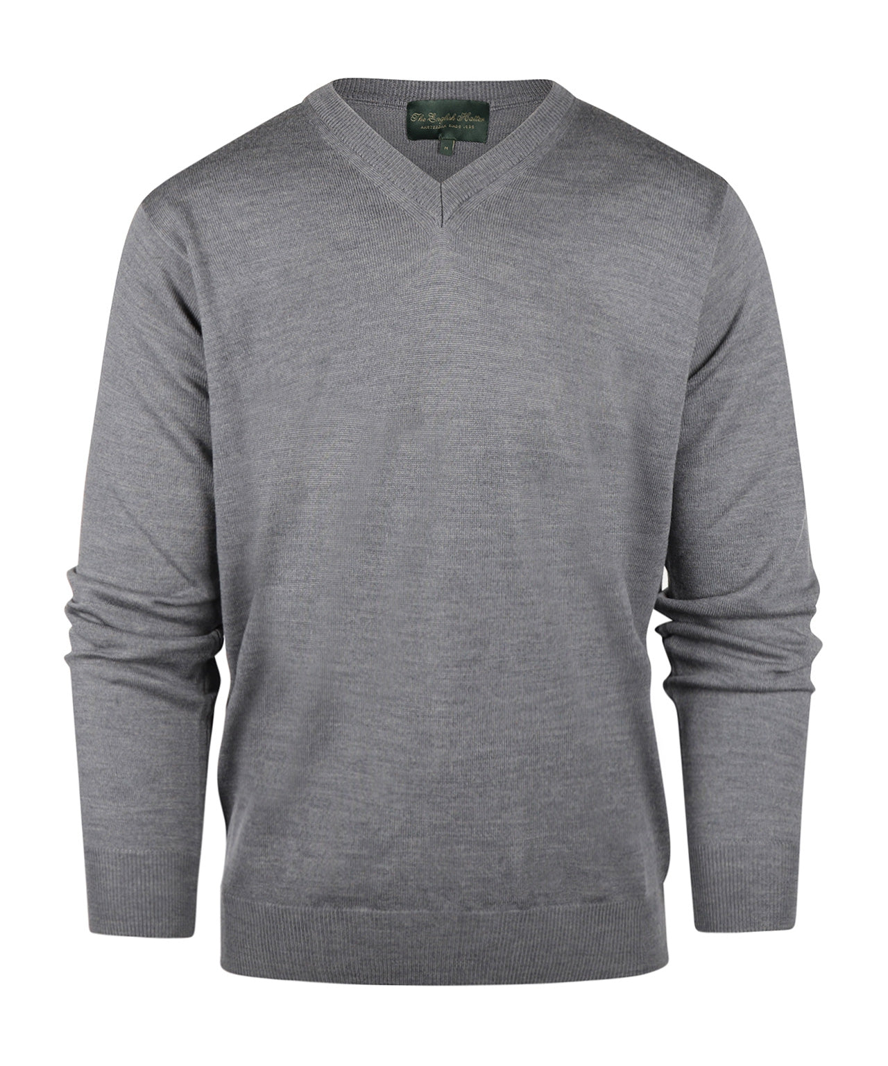 Merinowollpullover mit V-Ausschnitt | Mittelgrau