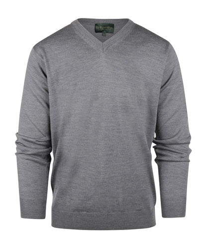 Merinowollpullover mit V-Ausschnitt | Mittelgrau