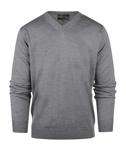Merino V-Hals Pullover | Midden Grijs