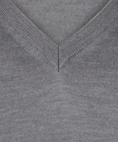 Merinowollpullover mit V-Ausschnitt | Mittelgrau