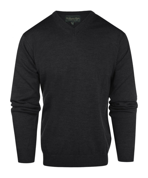 Pullover merino wol v-hals | Charcoal