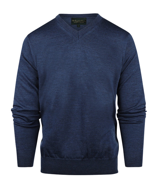 Merino V-Hals Pullover | Donker Blauw