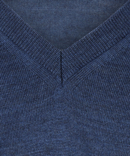 Merinowollpullover mit V-Ausschnitt | Blau