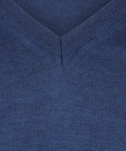 Merinowollpullover mit V-Ausschnitt | Blau