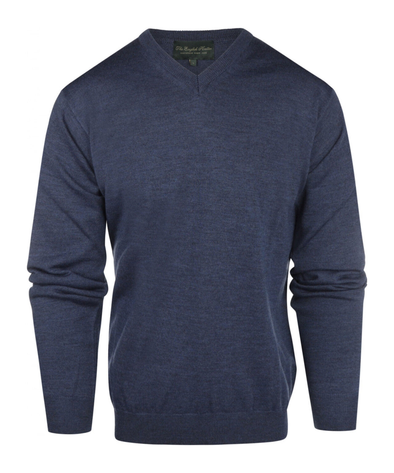 Pullover aus Merinowolle mit V-Ausschnitt | Hellindigo