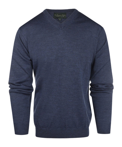 Pullover aus Merinowolle mit V-Ausschnitt | Hellindigo