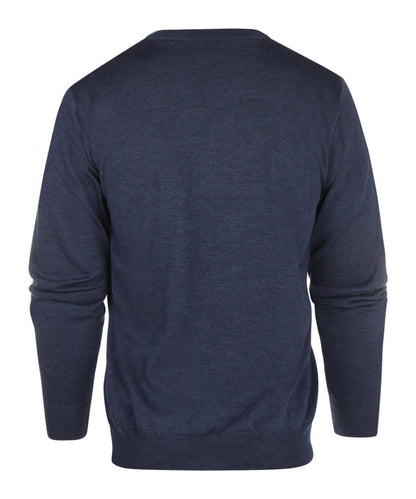 Pullover aus Merinowolle mit V-Ausschnitt | Hellindigo