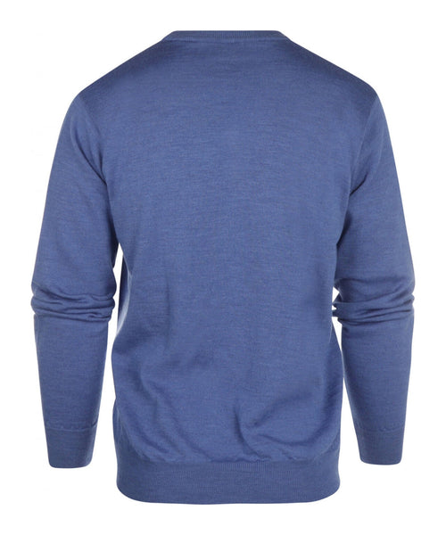 Pullover merino wol v-hals | Blauw