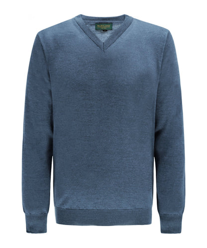 Pullover merino wool v-neck | Blue Mix