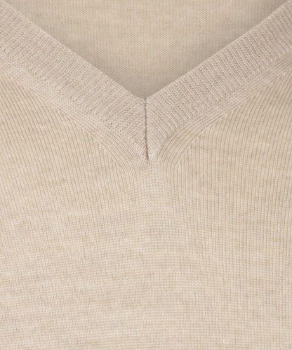 Pullover aus Merinowolle mit V-Ausschnitt | Beige