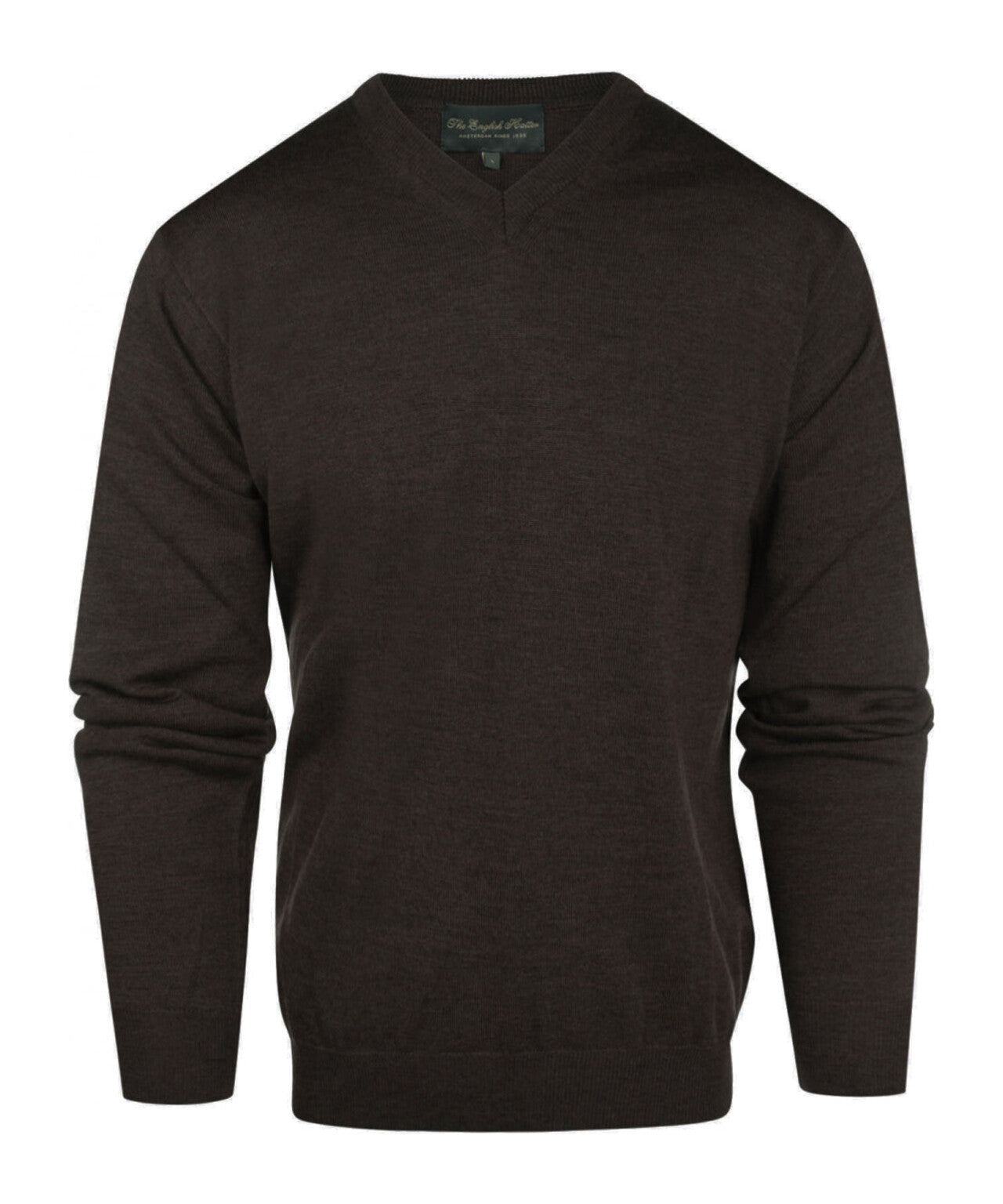 Merinowollpullover mit V-Ausschnitt | Dunkelbraun