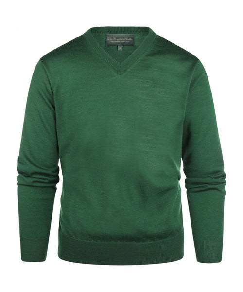 Pullover merino wol v-hals | Groen