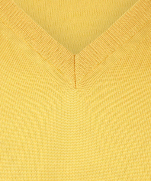 Pullover merino wol v-hals | Geel