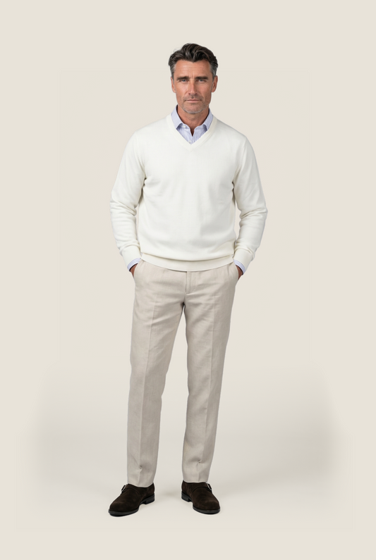 Merino V-Hals Pullover | Wit