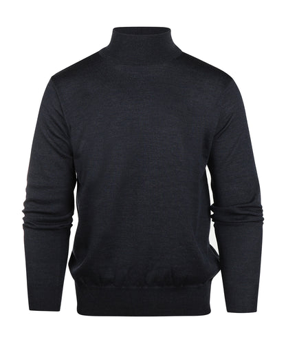 Merino Roll Neck Pullover | Blauw Grijs